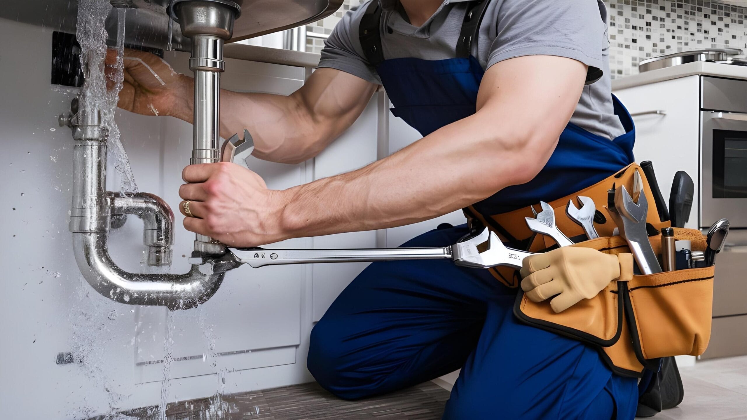 Plumber tightening a residential plumbing pipe in Redlands